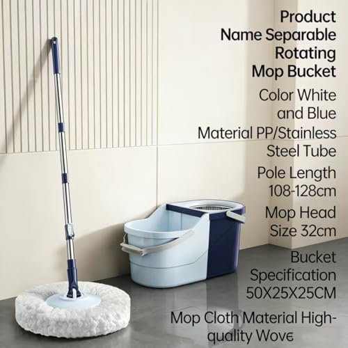 Spin Mop and Bucket Set with 4 Washable Microfiber Mop Heads, Durable Handle System for Hardwood Floor, Tile, and All Surface Cleaning