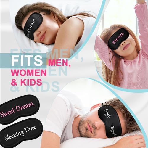 Eurzom 20 Pieces Funny Sleeping Eye Mask Bulk with Adjustable Strap Sleep Blackout Eye Mask for Night Blindfold Cover for Spa Women Men Adult Pajama Party Favors(Cute Black)