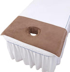 Massage Table Cover Towel with Face Cradle Hole, Premium Fitted Sheet with Locked Edges (Brown)