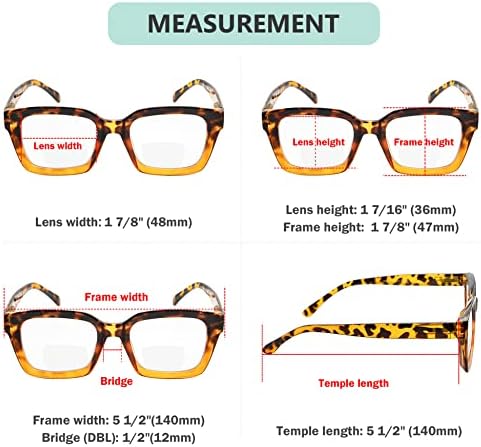 Eyekepper Bifocal Reading Glasses Women Stylish Bifocal Readers Clear Lens Oversized - Tortoise +2.50