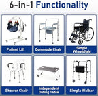 Hydraulic Patient Transfer Lift Chair, Height Adjustable Patient Lifting and Transfer Chair 4 in 1 Shower Chair, Heavy Duty Steel Frame, 350 lbs Capacity for for Elderly, Bed to Toilet (Grey)