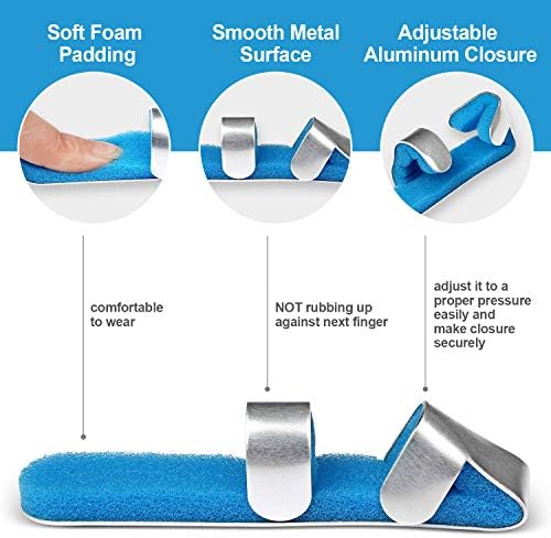 Trigger Finger Splint Brace for Thumb Index Middle Ring Pinky, Metal Foam Broken Dislocated Finger Stabilizer, Aluminum Bendable Curved Mallet Wrap for Arthritis Pain Tendon Injury Immobilizer Knuckle
