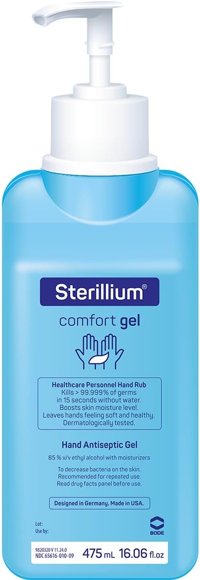 Sterillium© gel Hand Antiseptic Sanitizer, 16.06 fl oz (475mL), 85% Alcohol with Moisturizers, Healthcare Personnel Hand Rub (8-pack)