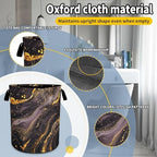 Black Gold Marble Laundry Basket Beautiful Pattern Foldable Oxford Cloth Funny Tote Bag Laundry Hamper Clothes Storage Bucket Toy Organizer For Bathroom/Laundry Storage/Bedroom 18.9x16.5 inch