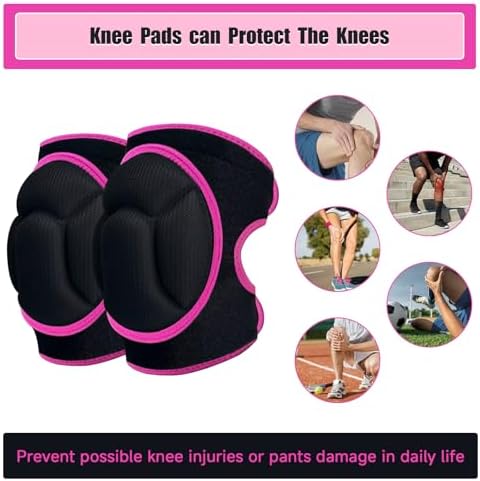 Knee Pads, Thick Sponge Anti-slip, Collision Avoidance Knee Pads, for Running, Mountaineering, House Working,Gardening Maintain (Pink, Large)