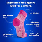 SB SOX Plantar Fasciitis Compression Socks – Arch Support Sleeve for Heel Pain Relief, Achilles Tendonitis & Foot Pain – Toeless Ankle Compression, All-Day Comfort (Pink, Medium)