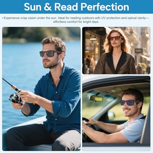LADEESSE 3 Pack Reading Sunglasses For Men/Women - Fashion UV400 Sunglasses With Readers Built In Sun Outdoor Protection 1.5（No Bifocal）