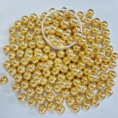 PhilaeEC Gold Pearls 10mm Size Sprinkles for Cake Decoration Edible Candy Baking Cookie Cupcake Toppers Wedding Party Valentines Halloween Christmas Supplies 4.23oz