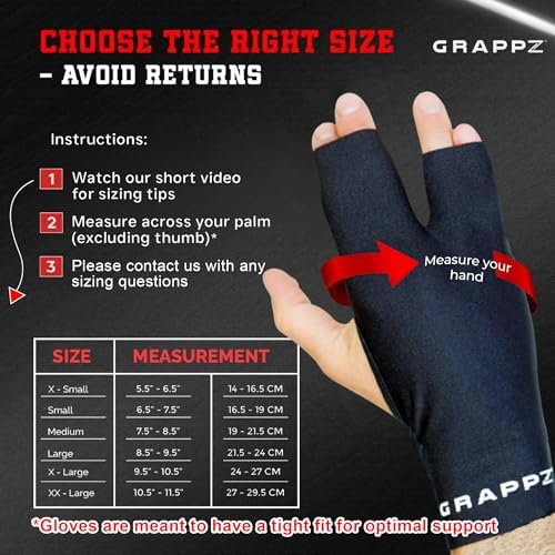 Grappz Finger Support Athletic Compression Gloves – Athletic Buddy Tape & Trigger Finger Splint Alternative – Finger Sleeve & Brace, Arthritis Pain Relief & Joint Stabilizer for All Sports, Unisex L