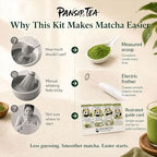 Ceremonial Grade Matcha Powder 100g/3.5oz Set, PANSIPTEA Organic Matcha Green Tea Powder Starter Kit with Frother, Smooth Matcha Powder for Matcha Latte Baking, Unsweetened Pure Matcha