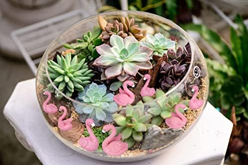 10Pcs Mini Flamingo Miniature Figurines, Cute Flamingo Cake Decorations Easter Cupcake Toppers, Fairy Garden Miniature Moss Landscape DIY Ornament Accessories