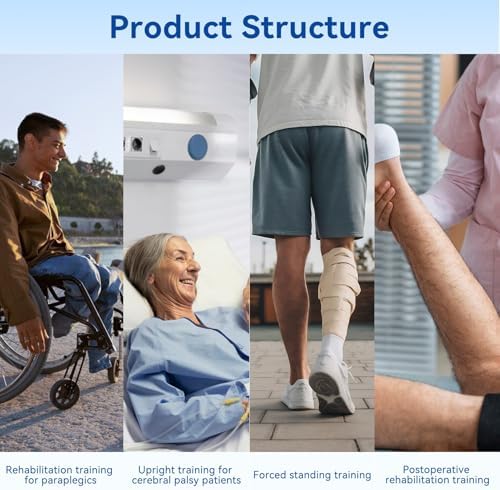Walkers for Seniors Standing Walker with Seat, Hemiplegia Rehabilitation Standing Frame, Adjustable Walker Aid for The Disabled, Walking Assistance Devices, Anti Recline, Lower Limb Training