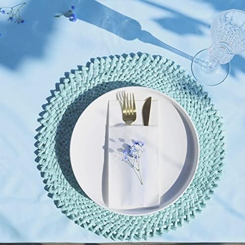 LEKOCH White Napkins with Pocket | Disposable Cloth Like Dinner Napkins | Built-in Flatware Pocket for Wedding Party & Events | Linen Feel | 100 Count