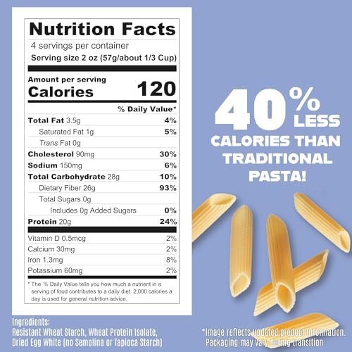 Care Free Kitchen Plain Penne 8oz (3 Pack) Keto Pasta Noodles, 20g High Protein, Low Carb 2g Net Carbs, 26g High Fiber