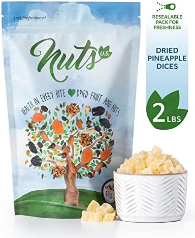 NUTS U.S. – Dried Pineapple Dices | No Added Colors and No Artificial Flavors | NON- GMO | Packed In Resealable Bags!!! (2 LBS)