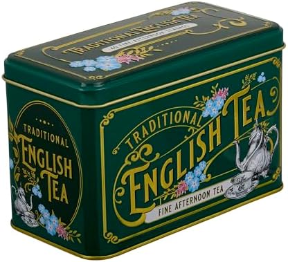 Vintage Victorian Bottle Green Tea Tin with 40 English Afternoon Teabags