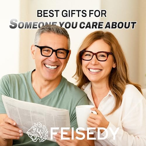 FEISEDY 5 Pack Retro Square Reading Glasses for Woman Men Classic Reader B0298