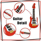 Guitar Cake Toppers Music Theme Birthday Cake Toppers Electric Guitar Model Rock And Roll Cake Decorations For Rockstar Theme Party (Red)