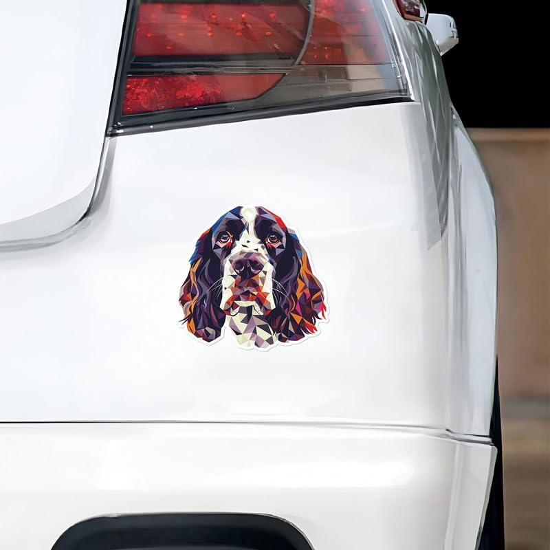 Generic Triangulated English Springer Spaniel Dog Sticker - Vinyl Waterproof Decal Quirky Gift Idea for Car, Laptop, Wall, Window, Book Cases, Water Bottle, Bumper Sticker Size - 3'' Longer Side