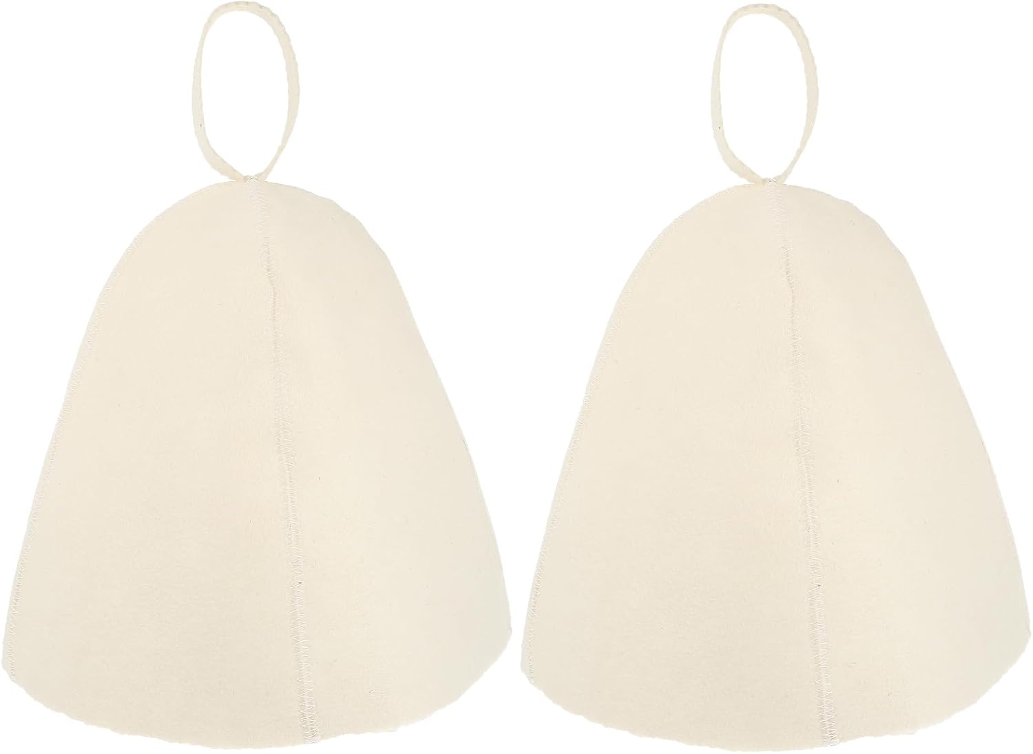 2pcs Felt Bath Hat Wool Sauna Hat Water Absorption Bath Hair Cap Shower Bathing Caps Cover with Loop for Sauna Dry Steam Room Accessories White