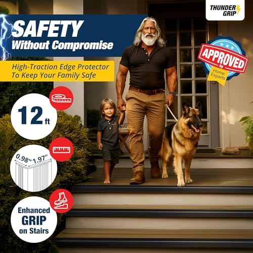 Stair Edge Protector 12 Ft - Black Rubber Edge Trim for Steps - Stair Nose Molding - Rubber Nose Trim - Fit for Indoor and Outdoor - Non Slip and Waterproof