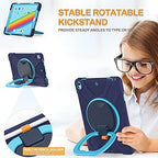 BRAECN Case for iPad Air 3rd Gen 10.5 Inch 2019, w/Pencil Holder, Carrying Shoulder Strap, Handle Grip, Kickstand, Heavy Duty Drop-Proof Protective Silicone Case for iPad Pro 10.5’’ 2017-Navy Blue