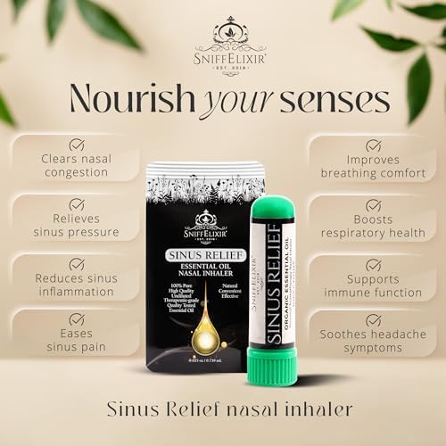 Sinus Relief Aromatherapy Nasal Inhaler Stick – Essential Oil Inhaler Made with USDA Certified Organic Essential Oils, Fresh Clean Cooling Aroma