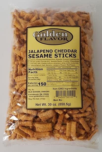 Golden Flavor - Jalapeno Cheddar Sesame Sticks - 30oz bags (2 Pack)