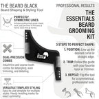 The BEARD BLACK Beard Shaping Tool & Neckline Shaper – Professional Beard Trim Guide & Stencil with Inbuilt Comb – Perfect Line Up & Edging Template for Men – Use with Trimmer or Razor