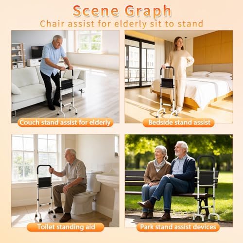 Stand Assist Aid for Elderly Chair Couch Standing Aids and Supports Hip Knee Surgery Recovery Aid Adjustable,Mobility Aids Tool Help get up for Seniors Bedside Toilets Bathrooms