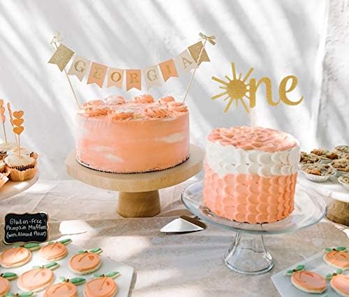 Cake Topper for Baby 1st Birthday - Gold Glitter Sunshine First Anniversary Shower Topper, Single-sided Sun ONE Birthday Cake Smash Topper For Photo Booth Props, Party Cake Decorating Supplies