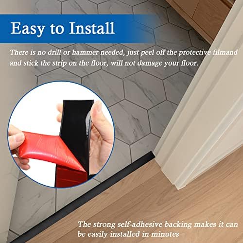 Floor Transition Strip Self Adhesive Floor Cover Strips Laminate 3" Wide Vinyl Flat Divider Transitions (7.5cm, 3.3Ft, Black)