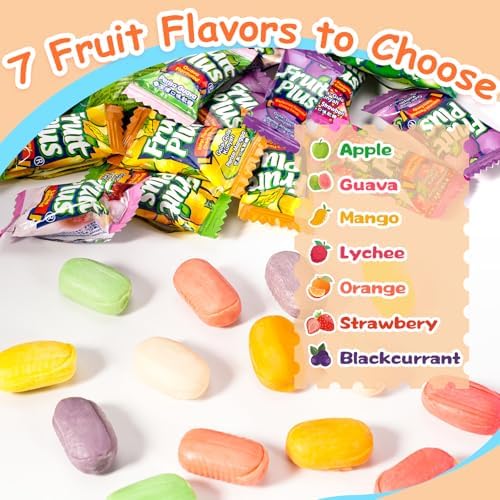 Fruit Plus Chewy Candy, Malaysian Individually Wrapped Bulk Candy, Fruit Snacks for Halloween Christmas Party, Non-Melting, 4.2 Oz Bag (Approx. 39 Count)(Blackcurrant)
