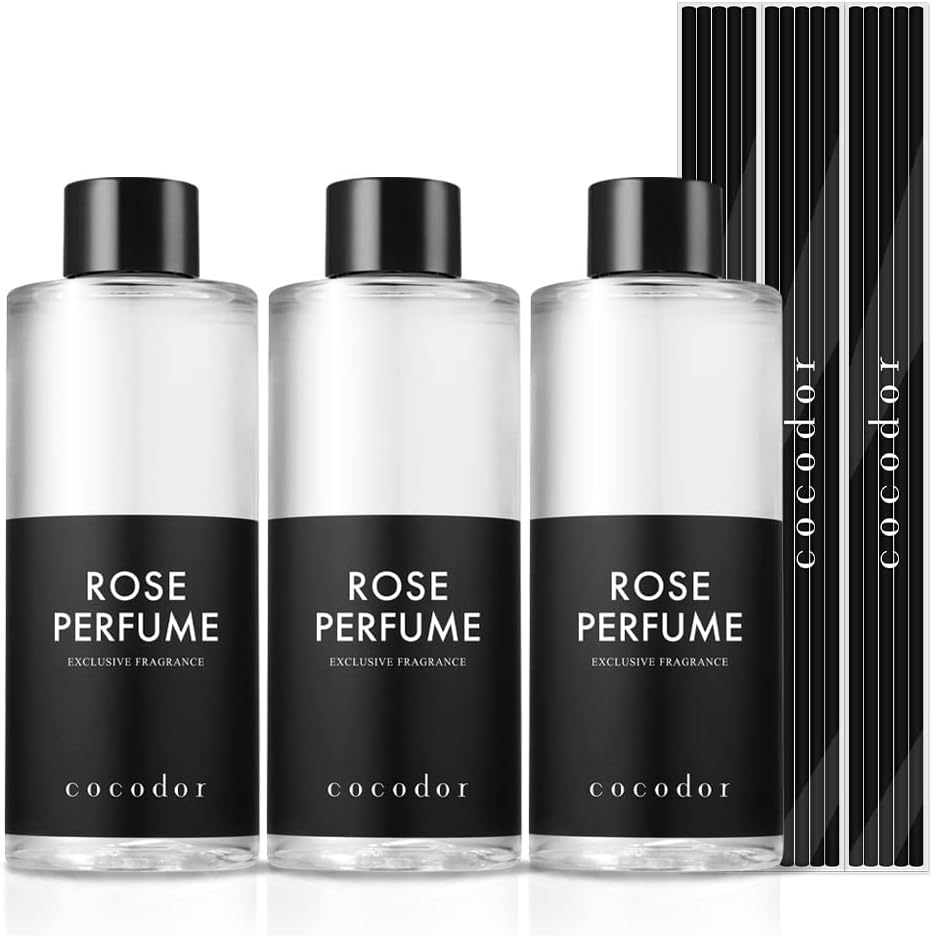 COCODOR Reed Diffuser Oil Refill/Rose Perfume/6.7oz(200ml)/3 Pack/Aroma Therapy, Home Fragrance, Scented Oils, Oils for Reed Diffuser, Office Décor, Decoration