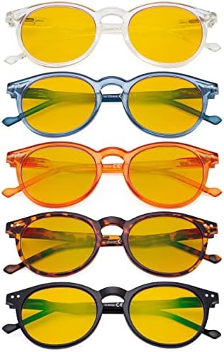Eyekepper 5-Pack Oval Round Spring Hinges Eyeglasses Includes Sunglasses