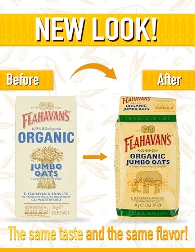 Flahavan's Organic Jumbo Oats | A Larger, Thicker Organic Oatflake | Trusted For Over 200 Years | 2.2 Lbs (1kg)