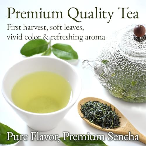 YAMASAN KYOTO UJI Japanese Sencha Green Tea, 100% First-Harvest Loose Leaf, Bright Color, Refreshing Aroma, Well-Balanced and Clean Taste, Unsweetened, Made in Japan, 80g(2.8oz)