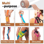 AZEN 3 Rolls Kinesiology Tape, 16.4 ft Waterproof Kinetic Tape for Joints Support and Muscle Pain Relief, Knee Tape, Athletic Tape, Uncut Muscle Tape - Skin