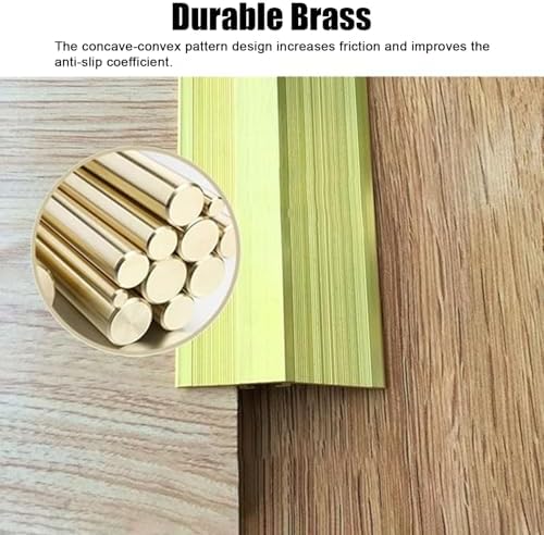 CMYUN Brass Non-Slip Transition Strip, Doorway Threshold Ramp for Uneven Floors Within 15 Mm, Flooring Edge Reducer for Tile/Wood/Vinyl/Laminate
