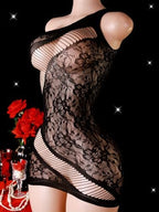 1pc Fashionable One-Shoulder Floral Print Mesh Dress, One Size Fits XS-M, Women's Sexy Lingerie, Asymmetrical