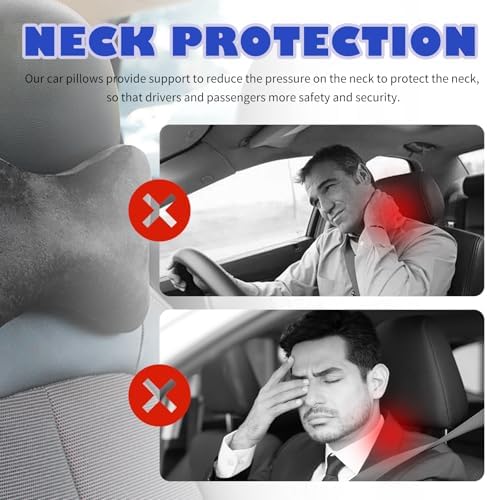 2PCS Car Headrest Pillow,Soft & Comfortable Car Neck Pillow for Driving Fatigue Relieve,All-Season Universal Cars Head Rest Pillows Automotive Interlor Accessorles for Cars,SUVs