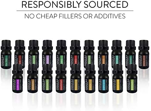 Aromatherapy Essential Oil Diffuser Gift Set with 20 Oils and Rotating Display Stand - 400ml Ultrasonic Diffuser with 20 Essential Plant Oils - 4 Timer & 7 Ambient Light Settings