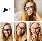 JM Reading Glasses for Women Oprah Style 3 Pack Square Oversized Readers with Spring Hinge Blue Light Blocking Ladies