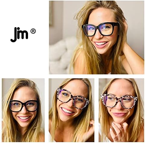 JM Reading Glasses for Women Oprah Style 3 Pack Square Oversized Readers with Spring Hinge Blue Light Blocking Ladies