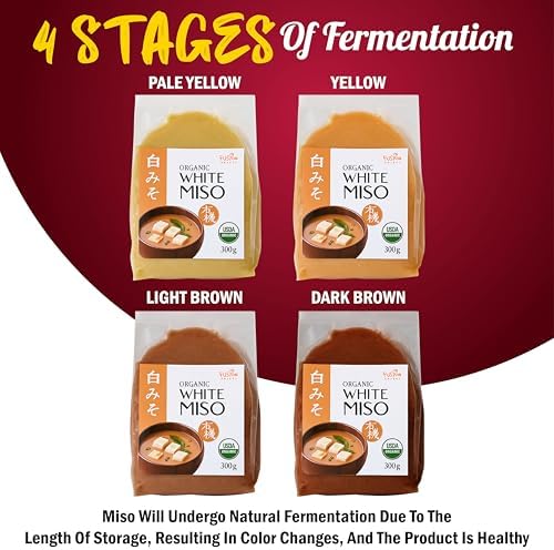 Fusion Select Organic White Miso Paste - Made of Fermented Soy Bean & Rice - Savory Japanese Seasoning For Cooking Soup Base, Broth, Stew, Salad Dressing, Sauce, Marinade, Ramen - 15 Servings, 300g