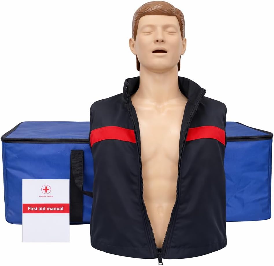 Adult CPR Training Manikin, Professional Realistic CPR Simulator for First Aid & BLS Practice, Includes Carrying Bag, Lifelike Chest Compression & Airway Response