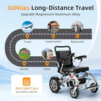 Foldable Electric Wheelchairs for Adults, 30Miles Long Travel Range Motorized Wheelchair, Support Up to 350lbs, All Terrain, Airline Approved, 600W Dual Motors, Portable Size with Cup Holder