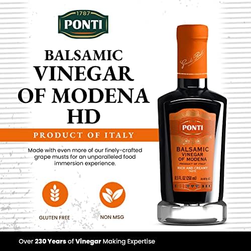 Ponti Rich & Creamy Balsamic Vinegar of Modena - Made for Rich Density and Lingering Flavor - Delizioso Paired with Greens, Fruitsalads, and Vanilla Ice cream - Delight with Cocktails - 8.5Fl.Oz