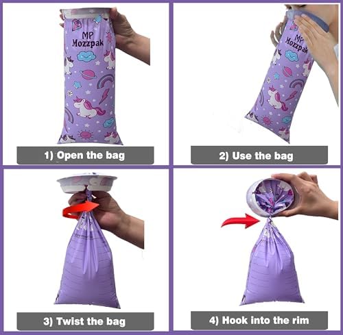 MP MOZZPAK Unicorn Kids Vomit Bags Disposable 24 Pack - Emesis Bags, Leak-Proof Barf Bag, Motion Sickness Relief for Children, Travel Friendly Puke Bag, Throw up Solution for Car, Plane, & Road Trips