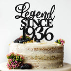 Rsstarxi 1 Pack Legend Since 1936 Cake Topper Glitter Ninety Cheers to 90th Birthday Cake Decorations for Happy 90th Men and Women Birthday Wedding Anniversary Party Cake Decorations Black
